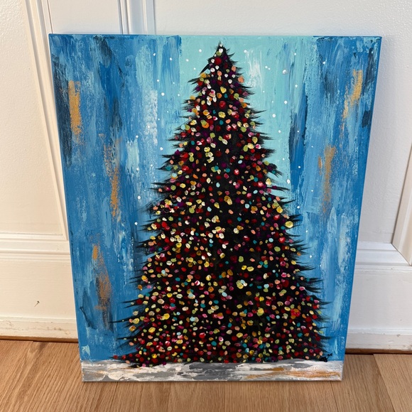 Abstract Festive Christmas Tree Canvas Art Wall Painting Artwork